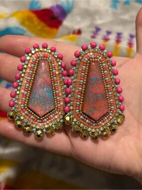 Cotton candy beaded earrings